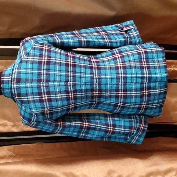 Nem Luxury Paris Jacket Womens Size 6 Pea Coat Plaid Turquoise Black - Picture 3 of 7